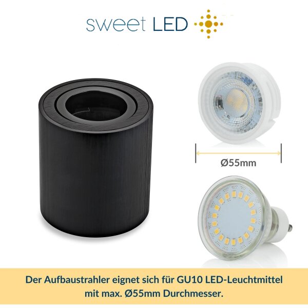 LED Aufbauspot GU10 Schwenkbar Schwarz Gebürstet | 7W Warmweiß 530lm Deckenspots 230V