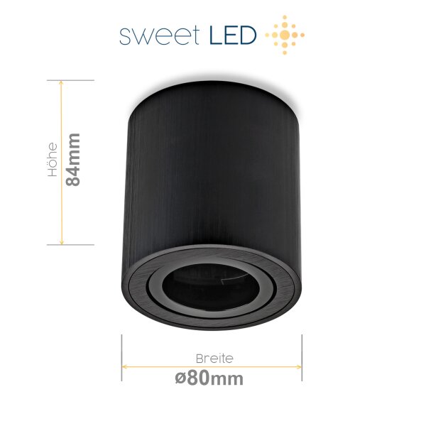 Sweet LED Aufbaustrahler schwarz Aufbauspot GU10 7 W Aluminium Deckenspots 230V