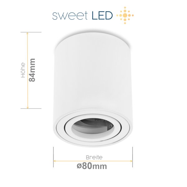 GU10 Aufbaustrahler weiß matt Aufbauspot 7W warmweiß | Deckenspots 230V Aluminium schwenkbar dimmbar