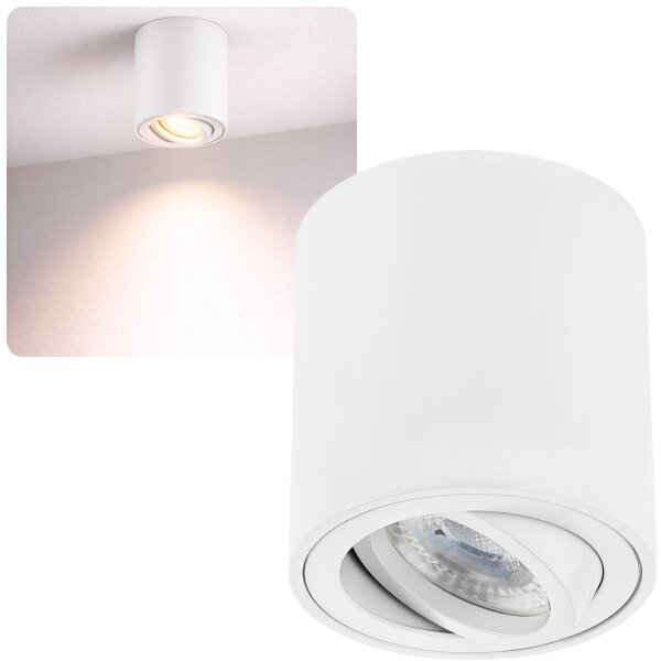 GU10 Aufbaustrahler weiß matt Aufbauspot 7W warmweiß | Deckenspots 230V Aluminium schwenkbar