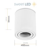 GU10 Aufbaustrahler weiß matt Aufbauspot 7W...