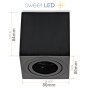 LED Aufbauspots schwenkbar schwarz eckig - Aufbaustrahler GU10 5W warmweiß |Aluminium Deckenspots