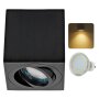 LED Aufbauspots schwenkbar schwarz eckig - Aufbaustrahler GU10 5W warmweiß |Aluminium Deckenspots