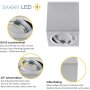 GU10 LED Aufbaustrahler Eckig Innenbereich - Aluminium Warmweiß 5W | Aufbauspot IP20