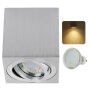 GU10 LED Aufbaustrahler Eckig Innenbereich - Aluminium Warmweiß 5W | Aufbauspot IP20