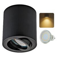 LED Aufbauspot GU10 Schwenkbar Schwarz | 5W...