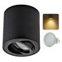 LED Aufbauspot GU10 Schwenkbar Schwarz | 5W Warmweiß 230V