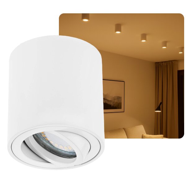 LED Aufbaustrahler weiß Aufbauspot GU10 5W warmweiß | Aluminium Deckenspots 230V