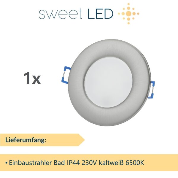Einbaustrahler Bad IP44 Kaltweiß | 6,5W Flach Chrom 230V