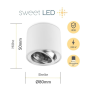 LED Aufbauspot Weiß matt | schwenkbar flach 230V Ø80mm IP20