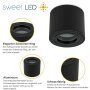 LED Badezimmer Aufbauspot IP44 Rund | Schwarz Gebürstet Aluminium | 230V Deckenstrahler Aufputz flach Ø 80mm