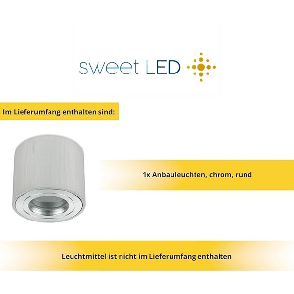 Alu Gebürstet LED Aufbaustrahler IP44 | Bad Deckenspot Rund | 230V Aufputz Deckenleuchte Flach 65mm