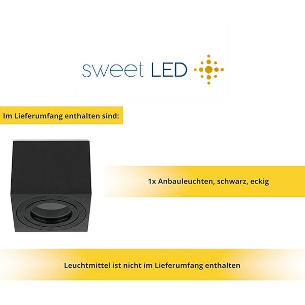 LED Aufbauspot Eckig IP44 Bad | Schwarz Gebürstet Quadratisch | 230V Deckenstrahler Aluminium 80mm