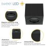 LED Aufbauspot Eckig IP44 Bad | Schwarz Gebürstet Quadratisch | 230V Deckenstrahler Aluminium 80mm