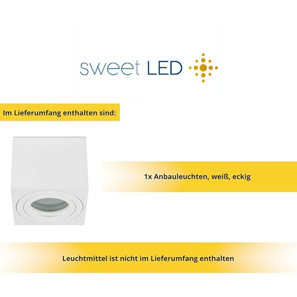 Eckig LED Aufbaustrahler IP44 Bad | Aufbauspots Weiß Matt Aluminium | 230V Aufputz Deckenspot 80x80mm