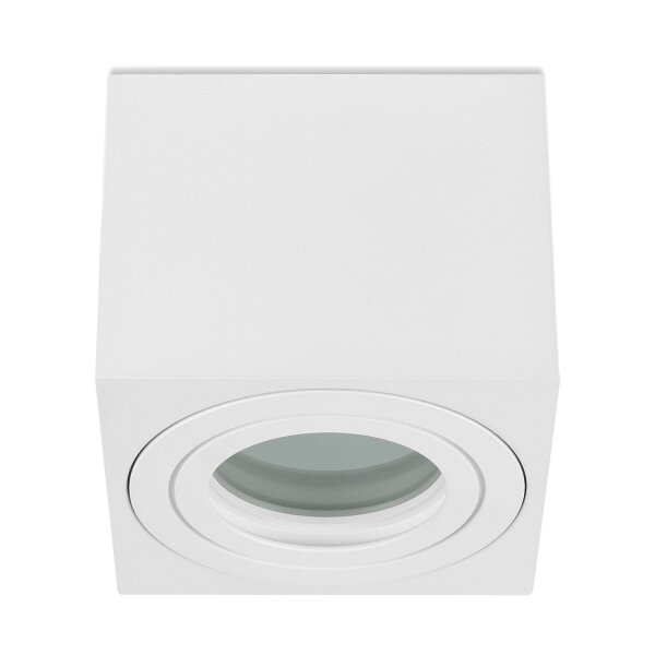 Eckig LED Aufbaustrahler IP44 Bad | Aufbauspots Weiß Matt Aluminium | 230V Aufputz Deckenspot 80x80mm