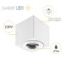 LED Aufbaustrahler IP44 Bad Eckig Weiß Matt | 230V Deckenleuchte Aluminium | Aufputz Deckenstrahler 80x80mm
