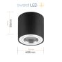 GU10 LED Aufbaustrahler IP44 Rund | Schwarz Gebürstet | 230V Bad Deckenspot Aufputz Ø 80mm | Höhe 95mm