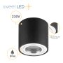 GU10 LED Aufbaustrahler IP44 Rund | Schwarz Gebürstet | 230V Bad Deckenspot Aufputz Ø 80mm | Höhe 95mm