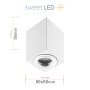 GU10 Eckig LED Aufbaustrahler IP44 | Weiß Matt & Chromring | 230V Bad Deckenspot Aufputz 80x80mm | Höhe 95mm