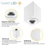 GU10 Eckig LED Aufbaustrahler IP44 | Weiß Matt & Chromring | 230V Bad Deckenspot Aufputz 80x80mm | Höhe 95mm