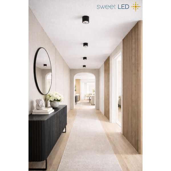 LED Aufbauspot GU10 Schwenkbar Schwarz Gebürstet mit Chromring | 230V Deckenspots Alu