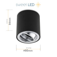 LED Aufbauspot GU10 Schwenkbar Schwarz Gebürstet mit...
